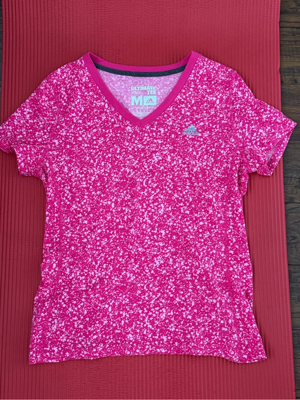 adidas Pink Speckle V-Neck Active Tee